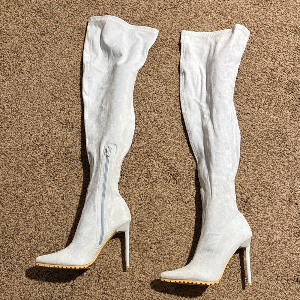 Elegant Light Blue Over-the-Knee Boots